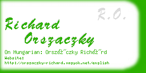 richard orszaczky business card